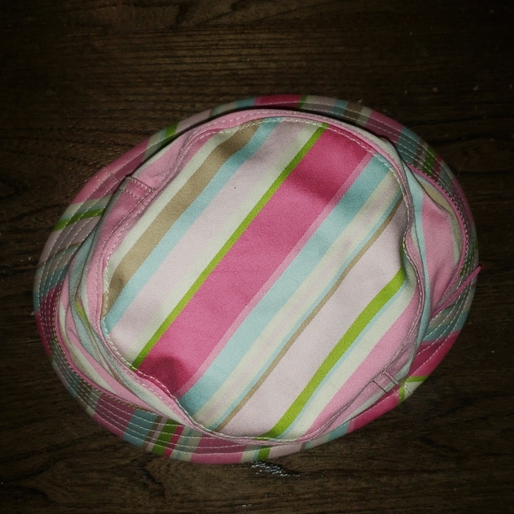 Coach Stripe Tan Leather Buckle Bucket Hat P/Small - Picture 7 of 11